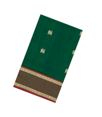 Dark Green Handloom Silk Cotton Saree With Yazhi Buttas-SC4394