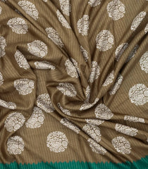 Dark Beige Printed Synthetic Dola Silk Saree With Zari Border-BL5044