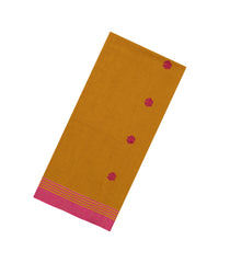 Oil Mustard Handwoven Bengal Cotton Saree With Floral Buttas-BG1478