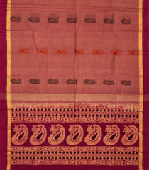 Dark Peach Handloom Rasipuram Cotton Saree With Mango Buttas-RA2353