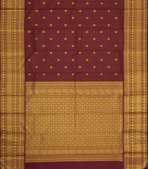 Dark Brown Handloom Kanchipuram Silk Saree With Zari Checks & Buttas-KA16144