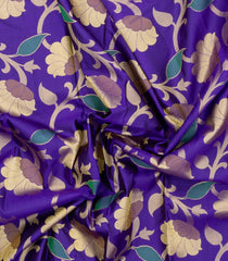 Purple Handloom Kanchipuram Silk Saree With Meena Floral Motifs-KA15754