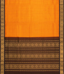 Orange Handloom Korvai Silk Cotton Saree With Contrast Zari Border-SC4978