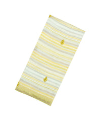 Yellow Handloom Linen Saree With Printed & Embroidered Floral Motifs-LI0788