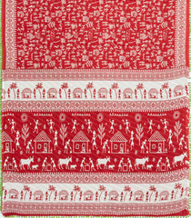 Orange Printed Jaipur Cotton Saree With Tribal Motifs-JC1704