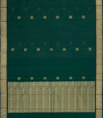 Bottle Green Handloom Kanchi Cotton Saree With Buttas-KC1810
