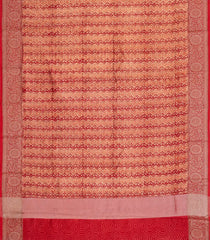 Red Printed Chanderi Cotton Saree With Zari Border-CC1524