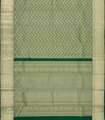 Dark Green Handloom Kanchipuram Silk Saree With Chevron Motifs-KA14276
