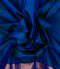 Blue Handloom Kanchipuram Silk Saree With Contrast Border-KA14790