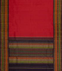 Red Handloom Korvai Kanchipuram Silk Saree With Thread Work Border-KA15418