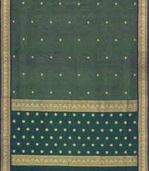 Bottle Green Handloom Soft Silk Cotton Saree With Stripes & Buttas-SC4578