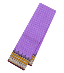 Lavender Handloom Korvai Kanchipuram Silk Saree With Silk Checks -KA14361