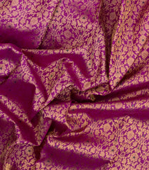 Magenta Handloom Kanchipuram Silk Saree With Floral Vine Motifs-KA15366