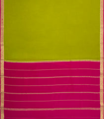 Olive Green Woven Mysore Silk Saree With Contrast Zari Border-MS3862
