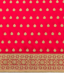 Red Woven Blended Georgette Saree With Embroidered Floral Motifs-EN1893