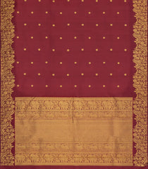 Maroon Handloom Kanchipuram Silk Saree With Zari Buttas-KA15285