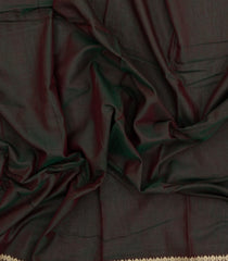 Dark Green Woven Chirala Cotton Saree With Printed Blouse-CR1522