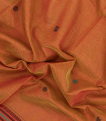 Orange Handloom Silk Cotton Saree With Annam Buttas-SC4398