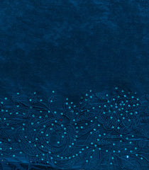 Navy Blue Synthetic Fendy Saree With Embroidered Border-BL5447