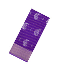Purple Printed Synthetic Dola Silk Saree With Motifs & Zari Stripes-SY0432