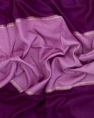 Lavender Woven Blended Viscose Saree With Contrast Border-BL5598