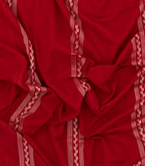 Red Handloom Bengal Cotton Saree With Stripes-BG1607