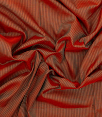 Rust Handloom Silk Cotton Saree With Zari Stripes-SC4060