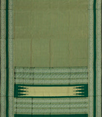 Dark Green Handloom Silk Cotton Saree With Zari Stripes-SC4375