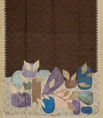 Brown Printed Synthetic Tussar Saree With Contrast border-BL5357