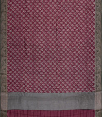 Burgundy Printed Chanderi Cotton Saree With Zari Border-CC1620