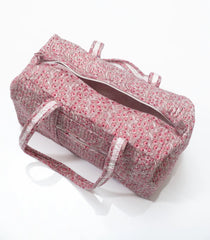 Dusty Pink Handmade Duffle Bag With Printed Motifs With Zipper (9"H X 14"W X 7"D)-ACS1050