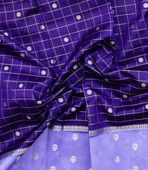 Violet Woven Banarasi Poona Silk Saree With Checks & Buttas-BP1019