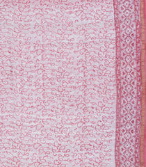 Light Peach Printed Chanderi Cotton Saree With Zari Border-CC1641