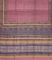 Lilac Handloom Tussar Silk Saree With Printed Floral Motifs-TU2717