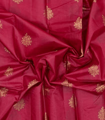 Crimson Woven Tussar Silk Saree With Floral Buttas-TU3591