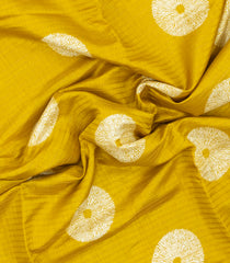 Yellow Printed Synthetic Dola Silk Saree With Zari Stripes & Border-SY0409