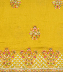 Mustard Woven Synthetic Blended Saree With Embroidered Motifs-EN2084
