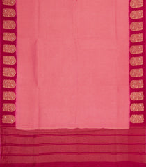Peach Woven Blended Viscose Saree With Zari Checks-BL5611
