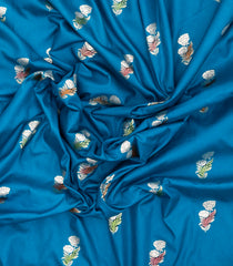 Blue Woven Art Dupion Saree With Meena Floral Motifs-BL4748
