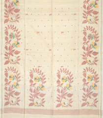 Taupe Handloom Tussar Silk Saree With Meena Floral Motifs-TU3012