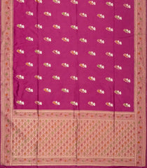 Pink Woven Blended Dupion Saree With Meena Floral Motifs