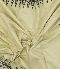 Off White Woven Kerala Cotton Tissue Saree With Printed Motifs-KEC1058