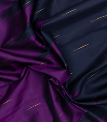 Navy Blue & Magenta Handloom Half & Half Korvai Kanchipuram Silk Saree-KA15868