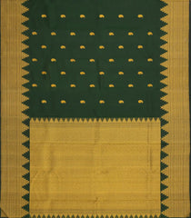 Dark Green Handloom Kanchipuram Silk Saree With Mango Buttas-KA13717