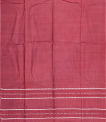 Dark Peach Woven Tussar Silk Saree With Checks-TU3337