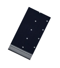 Midnight Blue Handloom Bengal Cotton Saree With Diamond Buttas-BG1601