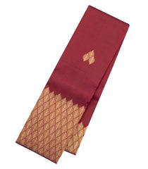 Maroon Handloom Kanchipuram Silk Saree With Floral Leaf Motifs-KA16402