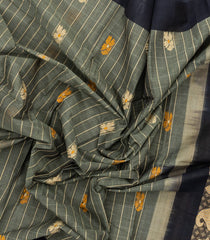 Grey Handloom Rasipuram Cotton Saree With Stripes & Buttas-RA2521