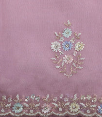 Dusty Pink Woven Pure Organza Silk Saree With Meena Floral Embroidery -EN2104