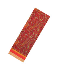 Crimson Woven Pure Silk Saree With Printed Floral Motifs-PS0658